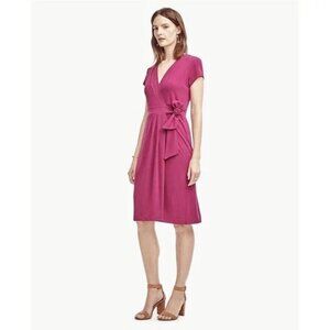 Ann Taylor Short Sleeved Pleated Wrap Dress